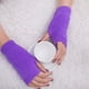 thumbnail image 1 of Nvzi Guantes de punto cálidos sin dedos para invierno, con orificios para el pulgar, calentadores de muñecas y brazos, color morado, 1 of 3