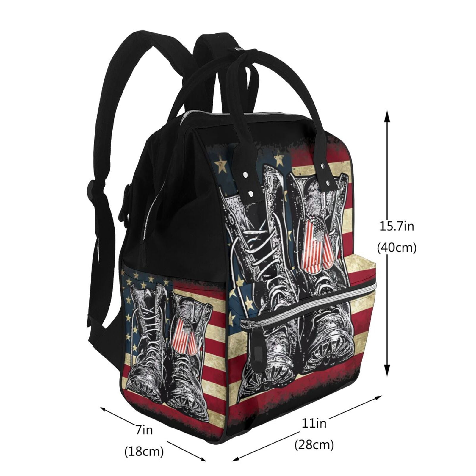 Ratiio Veterans Day1 Mummy Backpack - Waterproof Twill Canvas, Large Capacity Diaper Bag with Multiple Pockets and Adjustable Straps