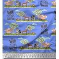 thumbnail image 1 of Soimoi Moss Tissu Georgette Arbre, Cerf et Racoon Tissu Imprimé Dessin Animé 1 Yard 42 Pouces de Large, 1 of 3