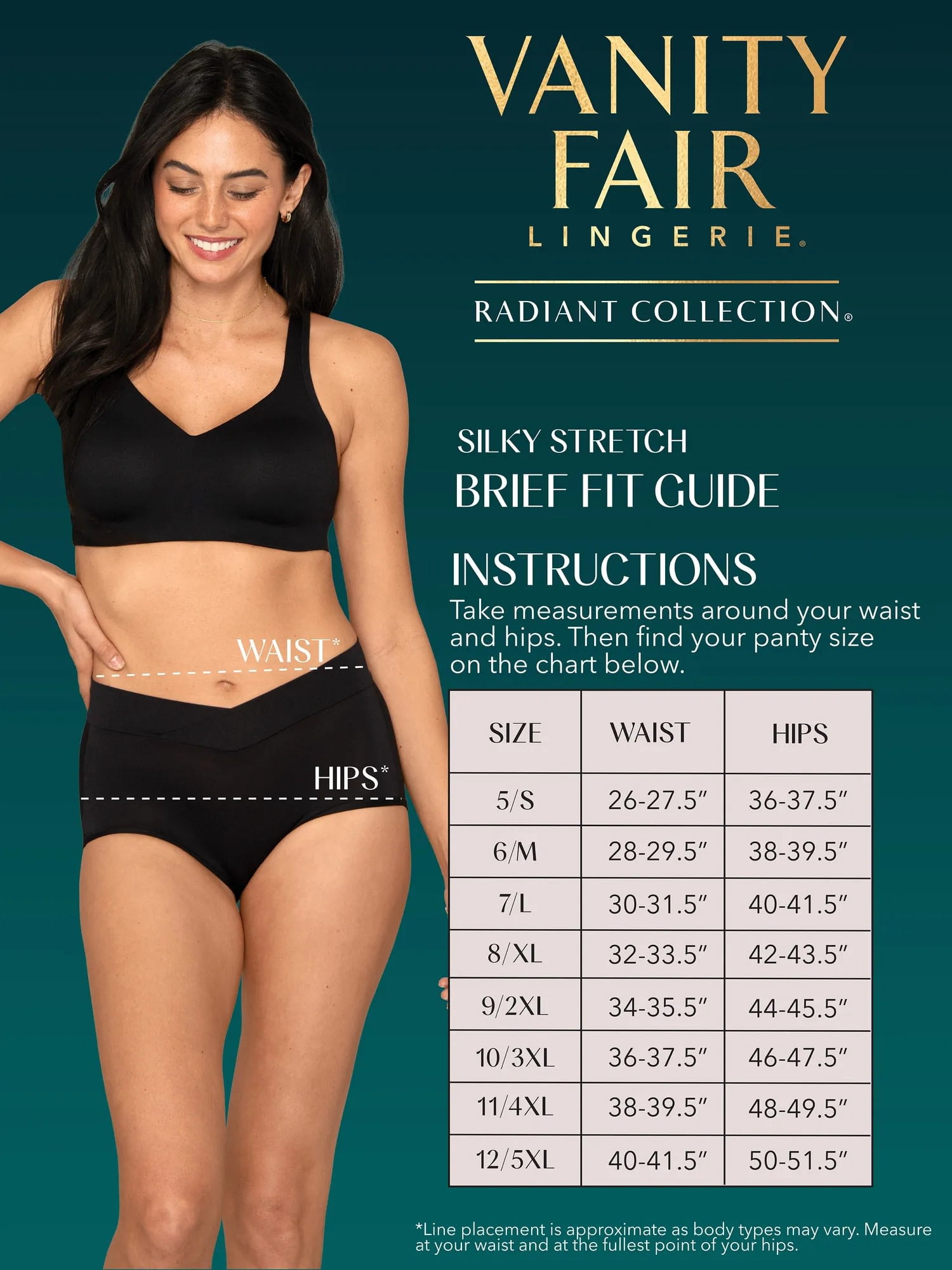 Vanity Fair Radiant Women's Silky Stretch Brief Underwear - V-Front Waist, Comfort Stretch, 3-Pack, Sizes S-5XL