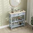 thumbnail image 4 of kinbor Skinny Console Table - Narrow Sofa Tables with Drawer and Storage Shelves for Front Door Entryway Hallway Living Room, Grey, 4 of 6