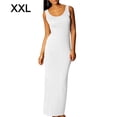 thumbnail image 1 of Wweixi Robe Femme Couleur Unie Long Gilet Sans Manches Aguichant Coupe Ajustée Maxi Robe, Blanc, TTG, 1 of 5