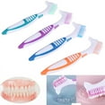 thumbnail image 2 of Juego de 4 cepillos de limpieza para dentaduras postizas con cerdas multicapa y mango de goma ergonómico, cepillo portátil de doble cara para limpiar dientes postizos JM, 2 of 4
