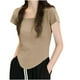 thumbnail image 1 of Camiseta de Trabajo de Manga Corta Nueva Camiseta de Cuello Redondo de Color Sólido de Corte Bajo, 95% Poliéster 5% Blusa de Spandex, Lavado a Mano de Uso Diario, 1 of 3