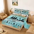 thumbnail image 2 of Erosebridal Turquoise Wood Black Camper RV Print Full Size Sheets, Coastal Camping Bed Sheets for Kids Boys and Girls, 1 Flat Sheet, 1 Fitted Sheet and 2 Pillowcases, 2 of 6
