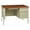 Putty Oak, variant on Hirsh 24x45 Right Hand Single Pedestal Metal Desk Charcoal/Mahogany