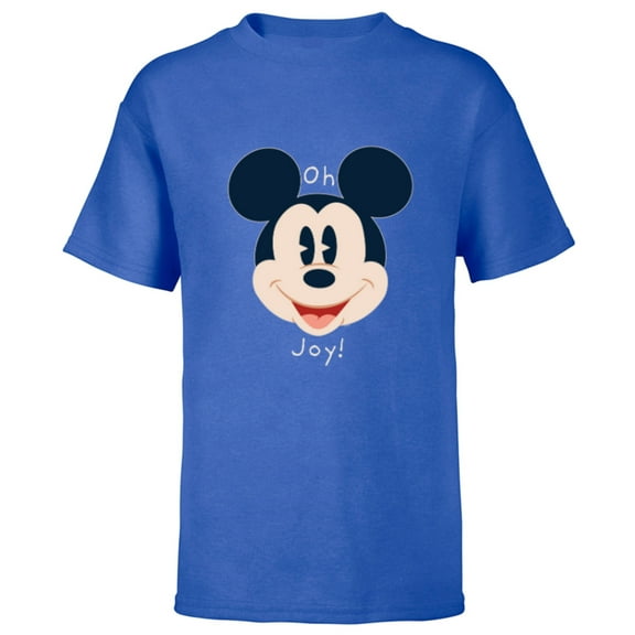 Disney Mickey Mouse Happy Face Christmas Holiday Oh Joy! - Short Sleeve T-Shirt for Kids - Customized-Royal