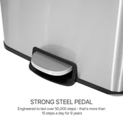 Innovaze 13 Gallon/50 Liter Trash Can, Stainless Steel Step on Garbage Can for Kitchen, Silver