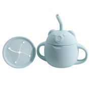 250ML Baby Silicone Cup with Curved Straw Non-slip Wide Mouth Easy to Clean Learning Drink Detachable Bottle