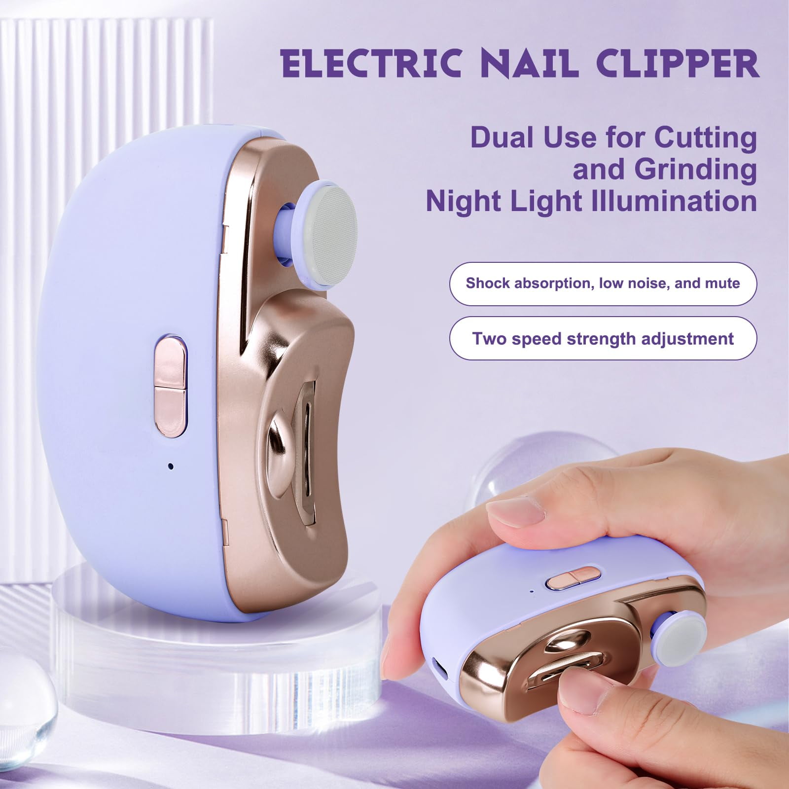 2025 Upgraded Electric Nail Clipper, Electric Nail File, 2 Speeds Automatic Nail Trimmer with LED Light & Clip Storage - USB Rechargeable for Baby, Kids, Adults, Seniors