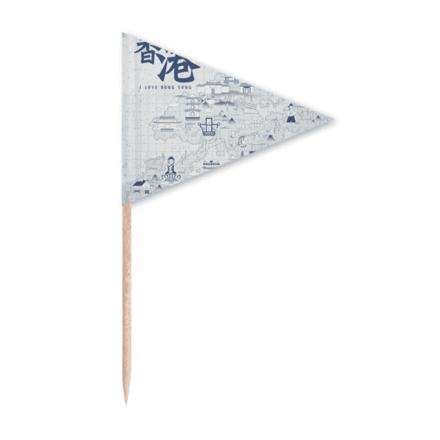 Hong Kong Points Célèbres Cure-Dents Chinois Triangle Toppers de Cupcake Drapeau