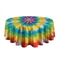 thumbnail image 5 of Rainbow Tie Dye Mandala Pattern Round Tablecloth 60"x60",Wrinkle Wipeable Table Cloth for Kitchen Dining Room Picnic Patio Party, 5 of 6