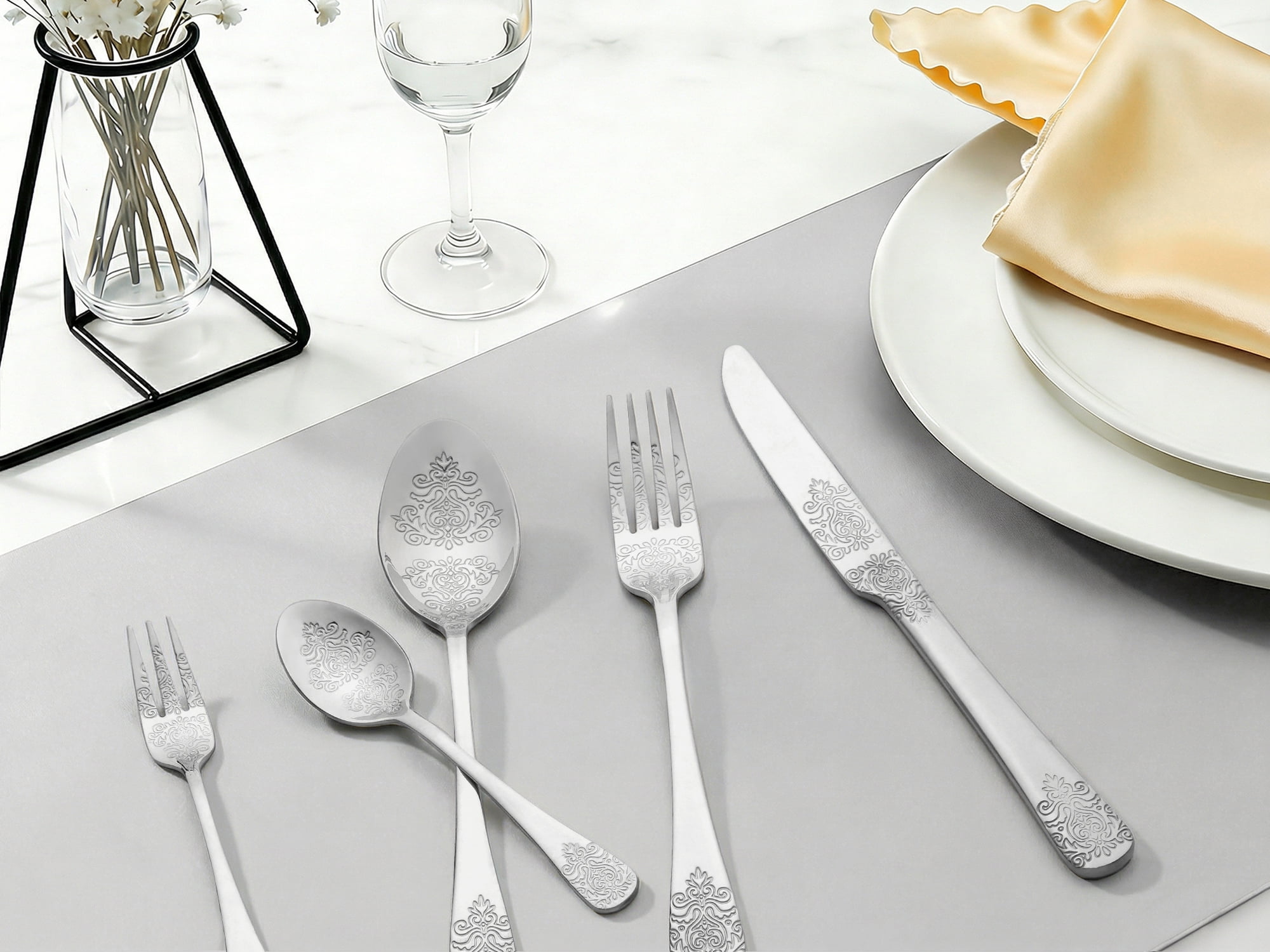 Unique Bargains 30 Pieces Modern Stainless Steel Silverware Set for 6 Silver