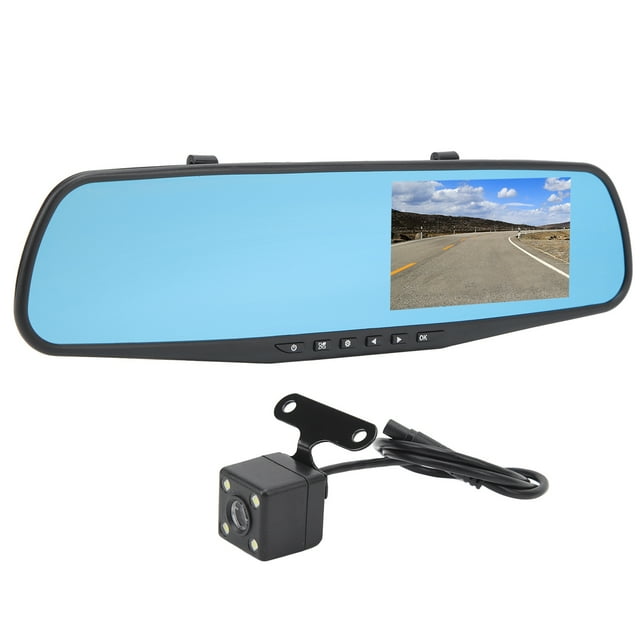 Mirror Dash Camera, 4.3 Inch Mirror Dash Cam 1080P HD Dual Lens Anti Parking Smart Rearview Mirror Camera