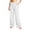 White, variant on Womens Textured Wide Leg Palazzo Pants Side Tie Elastic Waist Trousers with Pockets Casual Summer Wear White