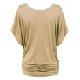 thumbnail image 2 of Made by Johnny Women's Boat Neck Short Sleeve Dolman Drape Top M TAUPE, 2 of 6
