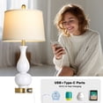 thumbnail image 2 of Lolikit 27" Modern Ceramic Table Lamp Set of 2 for Bedroom Living Room,Farmhouse Bedside Nightstand Lamp with USB Charging Port,LED Bulbs Included, 2 of 6