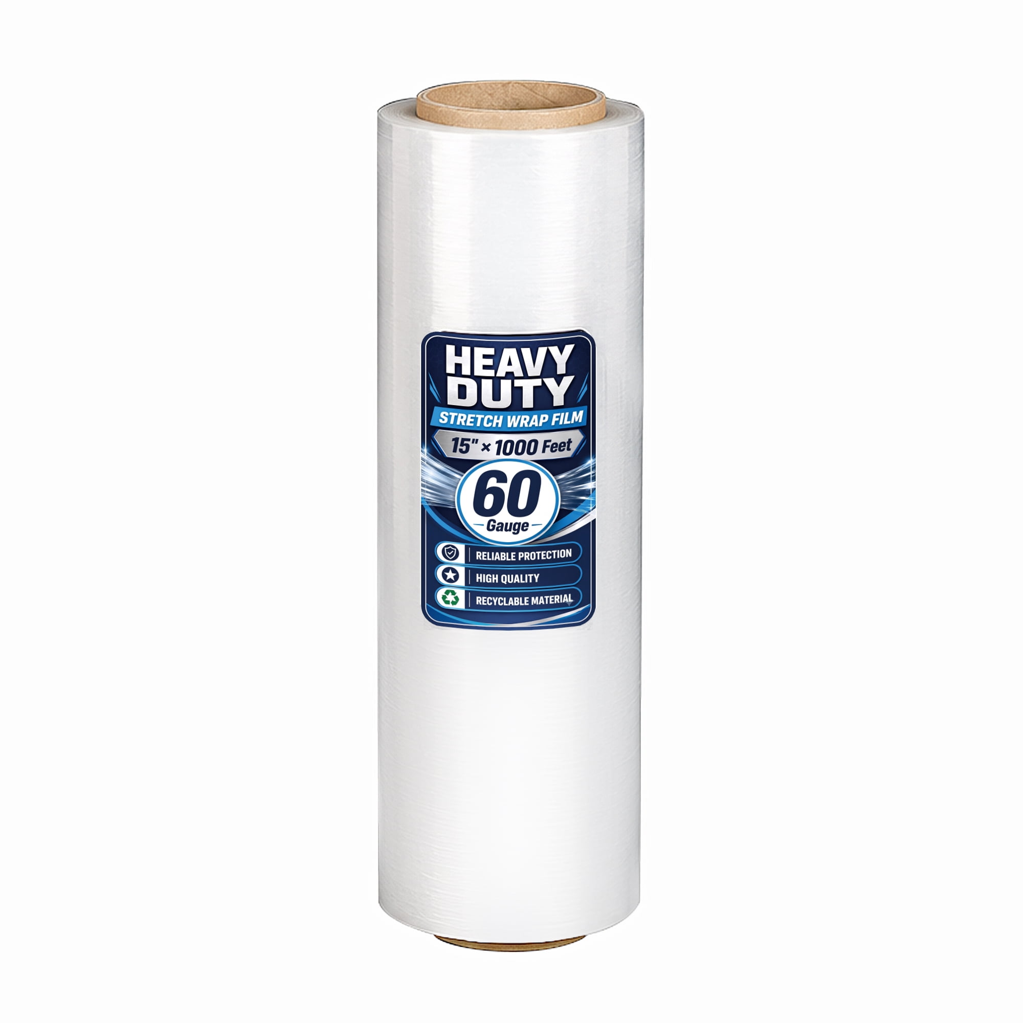 Stretch Wrap Film Roll 1000 FT 15 Inch Wide, Industrial Strength Plastic Wrap and Pallet Wrap with Handles for Moving Shipping, 60 Gauge 4-Pack