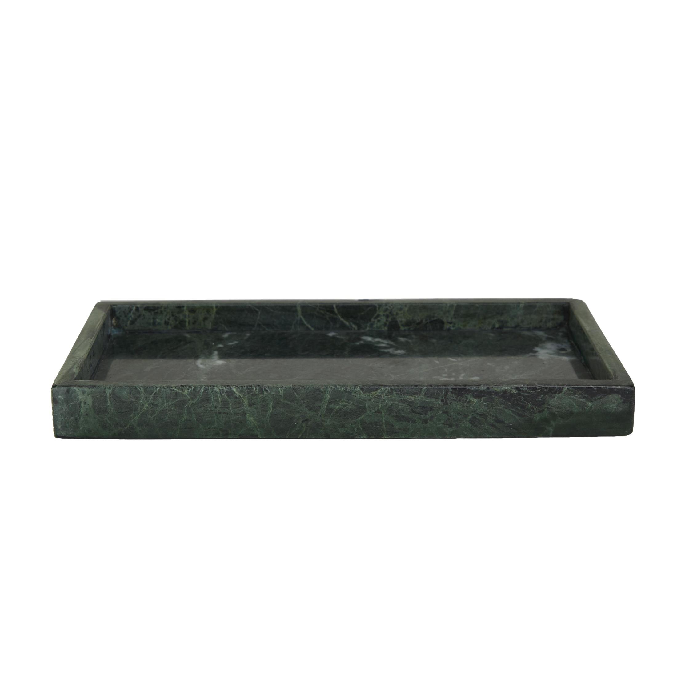 CosmoLiving by Cosmopolitan 14", 11"W Green Marble Slim Tray with Raised Edge, 2-Pieces