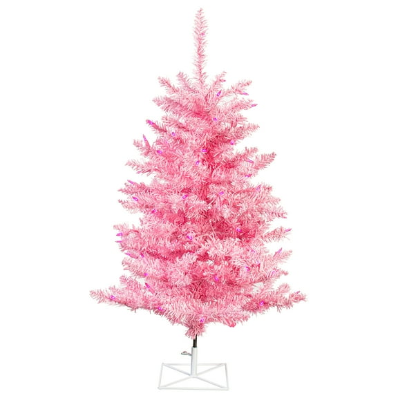 Vickerman 3' Pink Fir Artificial Christmas Tree, Pink Dura-lit LED Lights
