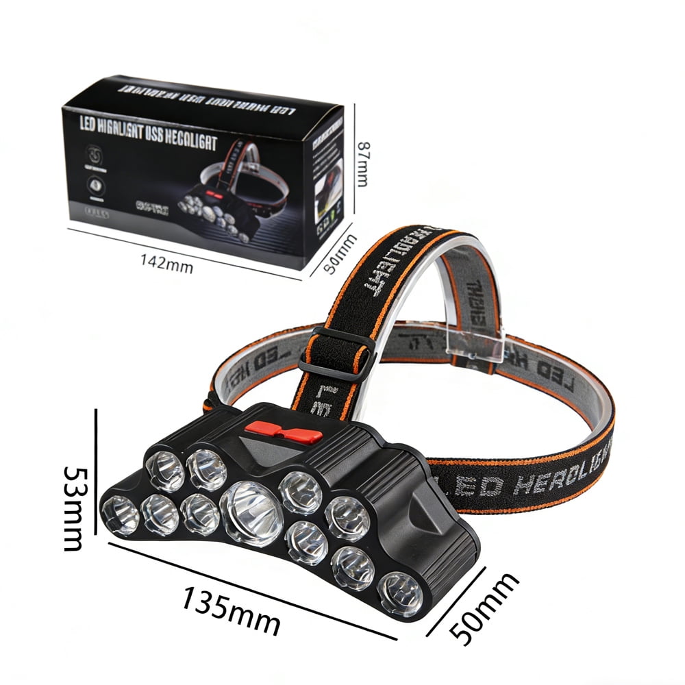 (Weiyi-EC)-- 11 LED USB Rechargeable Flashlight With Builtin 18650 Battery Strong Light Camping Adventure Fishing Head Light Headlamp **--（ 7lfdw）