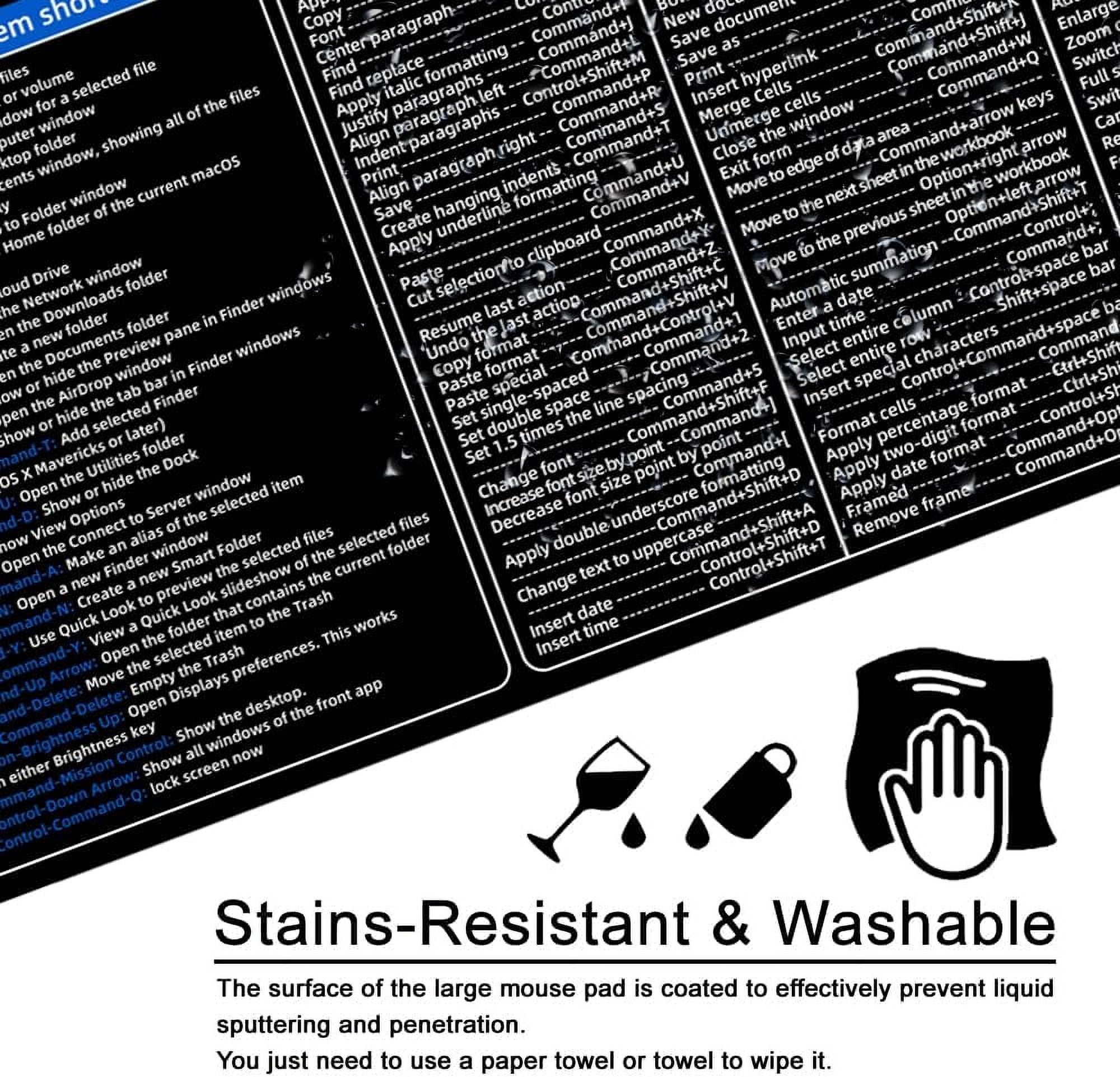 MAC Shortcut Key Mouse Pad Black Large Gaming Mouse Pad XL Desk Mat 31.5x11.8x0.12 inch Large Mouse Pad for Desk (MAC Shortcut Key)