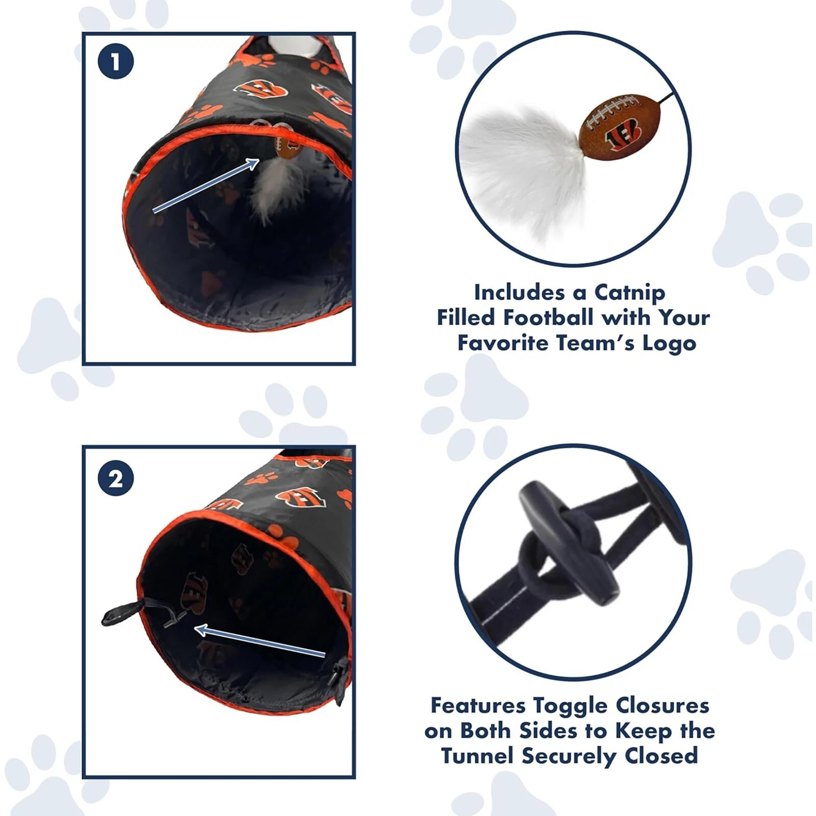 Pets First NFL Cat Tunnel Tube Toy & Plush Football Toy Filled with Catnip