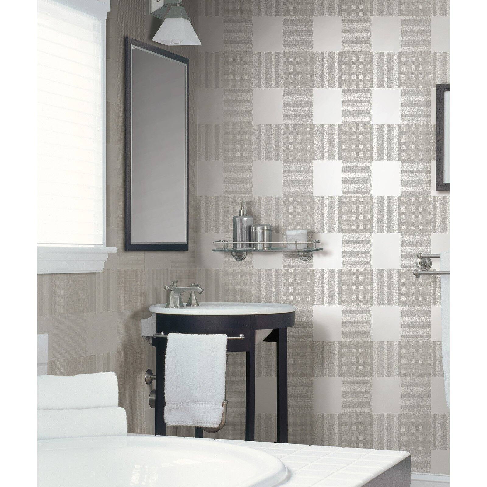 Brewster Gates Beige Textured Tile Wallpaper