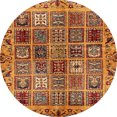 thumbnail image 1 of Ahgly Company Machine Washable Indoor Round Abstract Yellow Area Rugs, 4' Round, 1 of 7