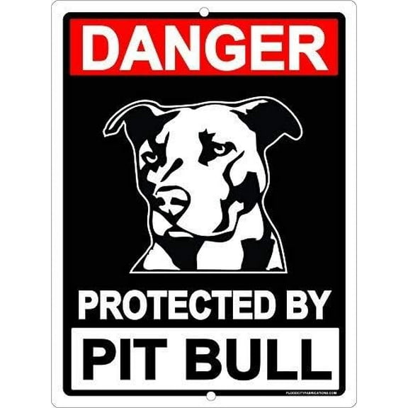 Warning Protected Pit Bull Pitbull Dog Beware Dog Sign 8" X 12" inch Metal Aluminum Herty