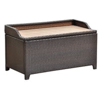 Outdoor Storage Bench Resin Wicker Aluminum Patio Deck Organizer