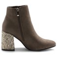 thumbnail image 5 of Ollio Women's Shoes Faux Suede Zipper Up Chunky Glitter Heels Ankle Boots TWB0103, 5 of 6