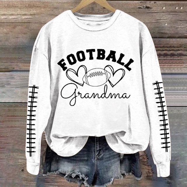 IMENGL Chandail à Col Rond à Manches Longues avec Lettrage « Grand-Maman » de Football, Blanc G, Taille M-3TG