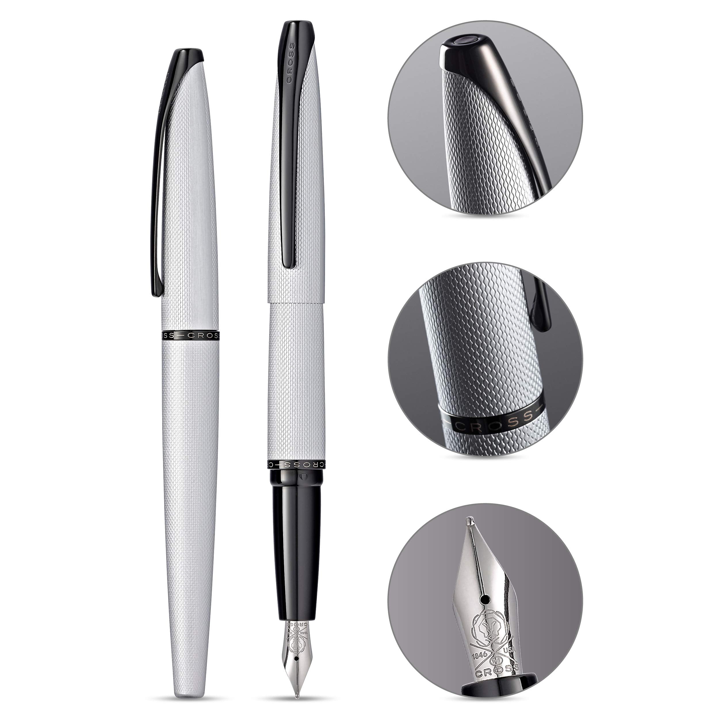 Cross ATX Brushed Chrome Medium Nib Fountain Pen
