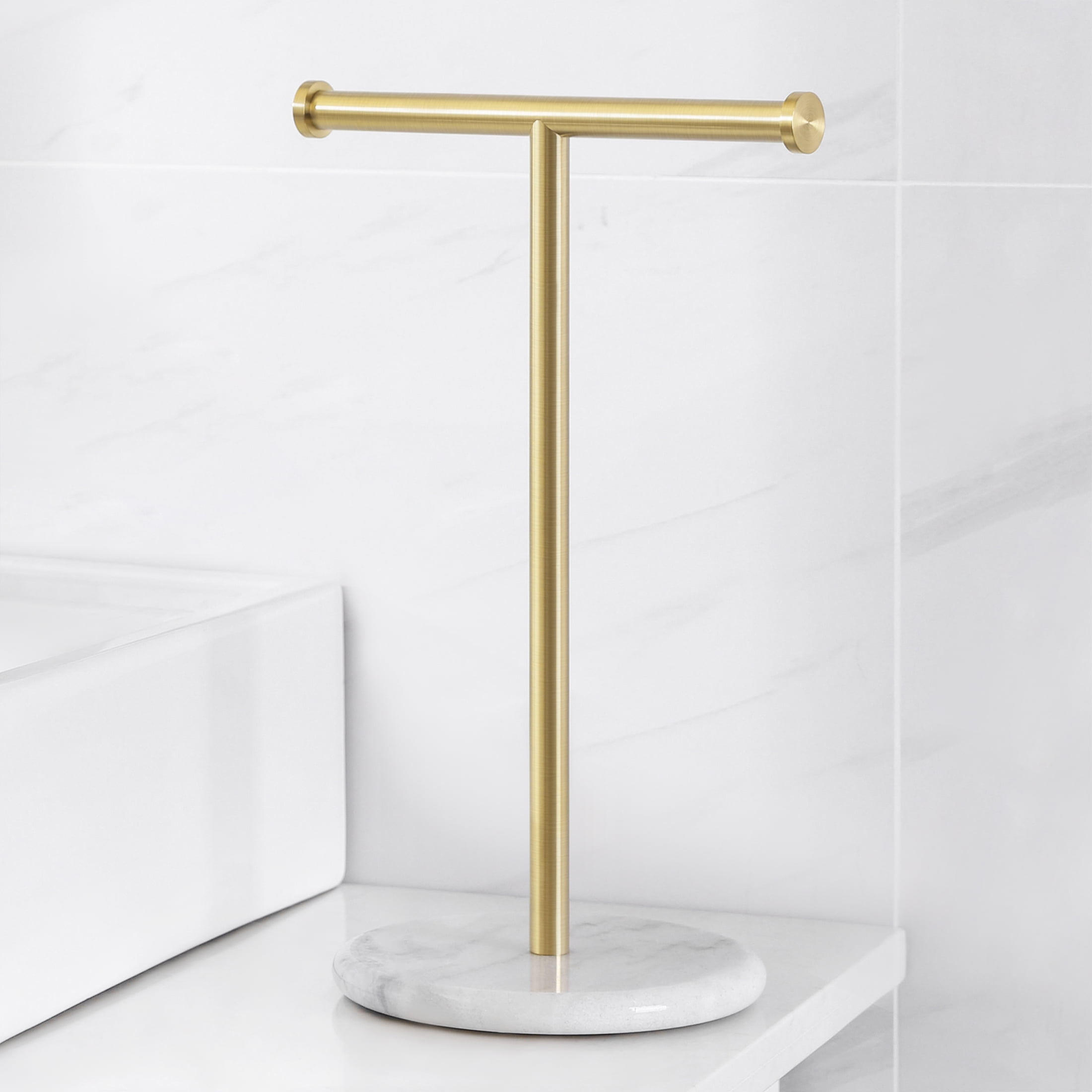 KES Gold Hand Towel Holder Stand Marble Towel Rack Brushed Brass