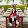 thumbnail image 4 of Table Runners 70 Inches Long Dress Scarves, Red Black Geometric Farmhouse Coffee/Dining/Kitchen Table Decor, Holiday Table Runner, Modern Abstract Art Block 13x70 Inch, 4 of 9