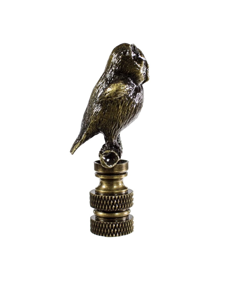 Antique Brass Night Owl With Clear Glass Eyes Finials,Lamp Shade Topper New, 