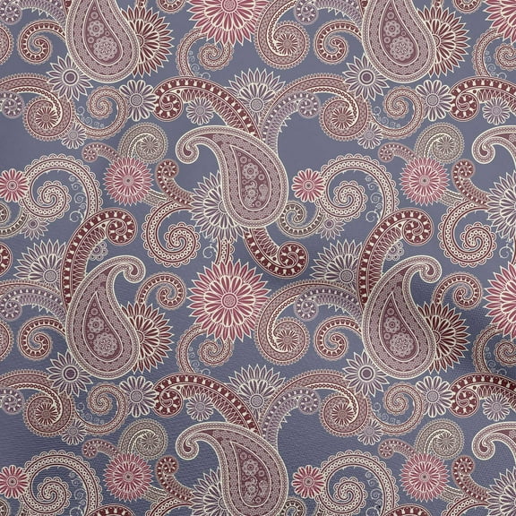 oneOone Cotton Poplin Grayish Purple Fabric Paisleys Dress Material Fabric Print Fabric By The Yard 56 Inch Wide-J2
