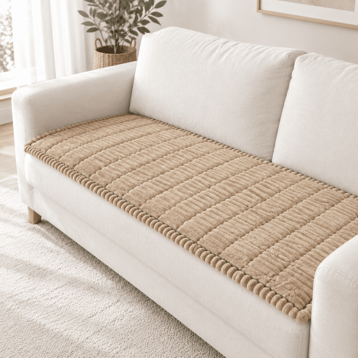 Brown 27in*71in Pet Sofa & Chair Protector Washable Polyester Cushion Cover