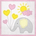thumbnail image 1 of Éléphant avec des Ballons Cardiaques Roses et Jaunes 20 Paquets de Serviettes, 1 of 1