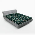 thumbnail image 2 of Ambesonne Floral Scene Fitted Sheet, Jungle Dreamy Flower, King Size, Hunter Green Pale Pink, 2 of 5