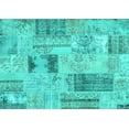 thumbnail image 1 of Ahgly Company Machine Washable Indoor Rectangle Patchwork Turquoise Blue Transitional Area Rugs, 3' x 5', 1 of 4