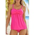 thumbnail image 1 of POGLIP Women's Rose Navy Blue 2pcs Swing Tankini Swimsuit, 1 of 6