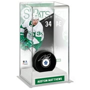 Auston Matthews Toronto Maple Leafs Autographed Puck with Toronto St. Pats Deluxe Tall Hockey Puck Display Case - Fanatics Authentic Certified