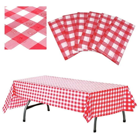 

Red Rectangular Spill Proof Tablecloths | Disposable Checkered Tablecloths