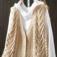 thumbnail image 4 of Hxshgdsn V Neck Knit Vest Sweaters For Women Button Up Sleeveless Pocket Winter Pullover Jumpers Jacket Fall Beige 3 Free Size, 4 of 5