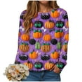 thumbnail image 5 of Womens Halloween Sweatshirts Fashion Graphic T Shirts Long Sleeve Pullover Tops Fall Clothes 2025, 5 of 6