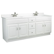 Design House 574756 Concord Bathroom Vanity 73x22 With Cultured Marble Double Bowl Solid White Vanity Top, White