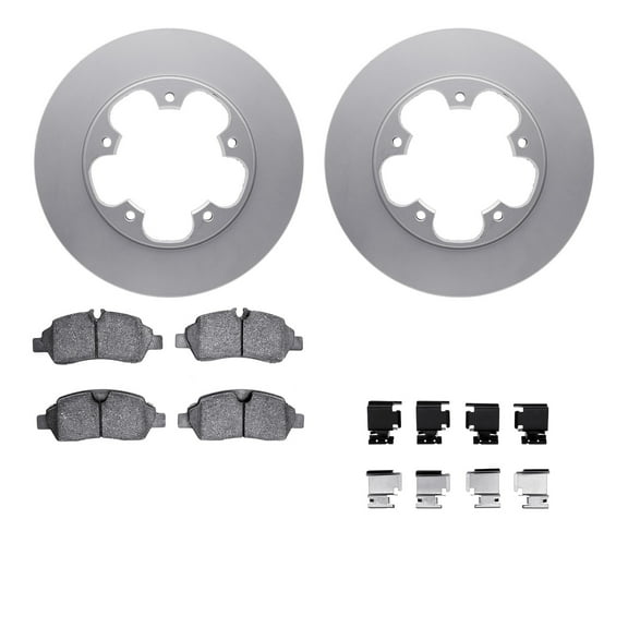 Dynamic Friction Company Rear Geospec Brake Rotors with 5000 Advanced Brake Pads includes Hardware 4512-99223