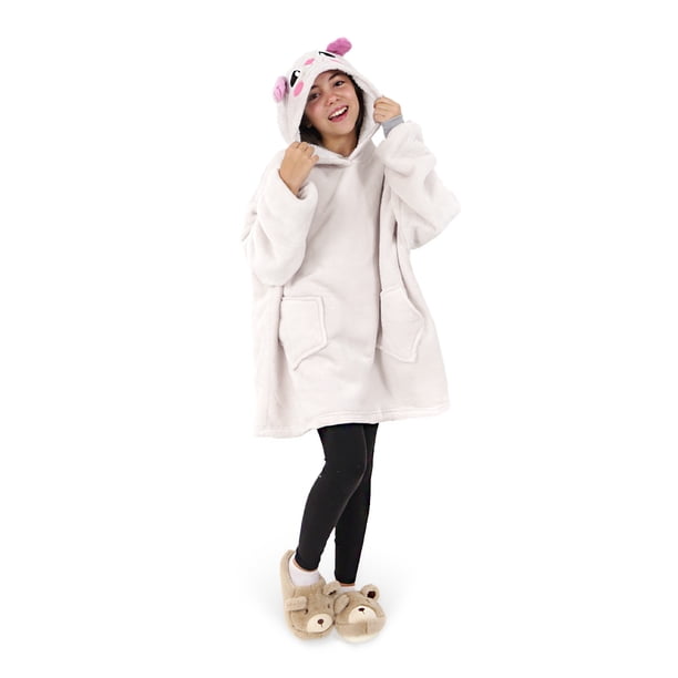 Manta con Capucha Portatil Gaon para Niño y Niña Oversize Suave Gris